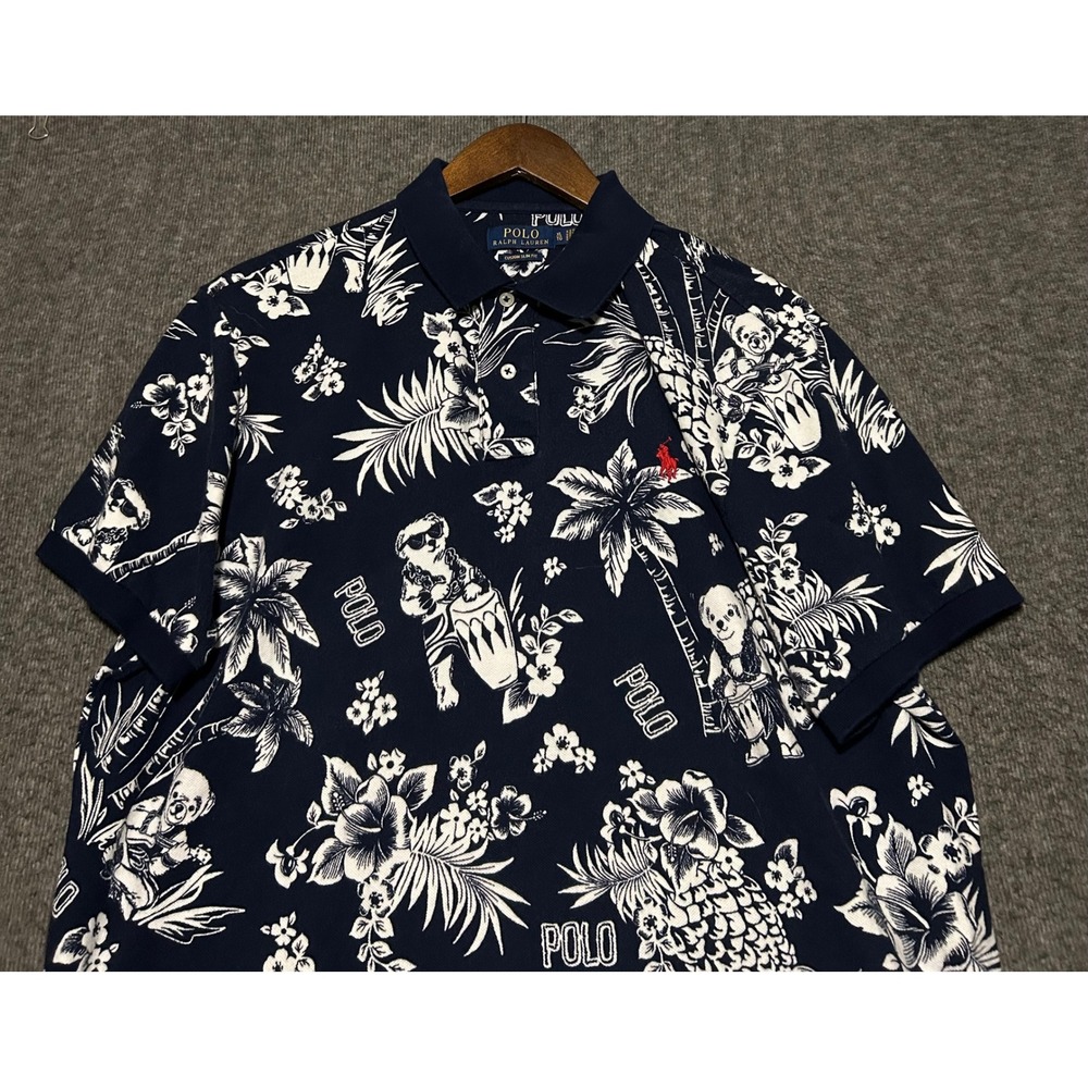Polo ralph lauren polo shirt mens bear palms AOP Size XL custom slim fit